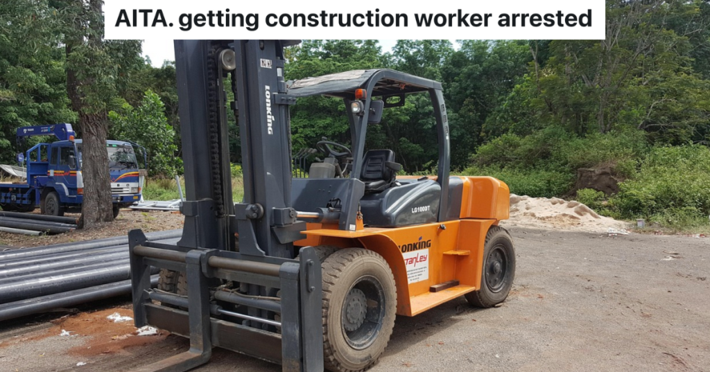 orange and black forklift outside