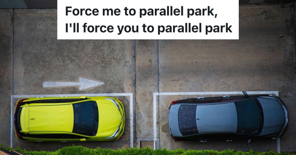 two cars parallel parking on the street