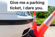 Police Officer Tries To Intimidate Neighbors From Parking In Front Of His House, But One Visitor Dares The Cop And Drives Over His Traffic Cones