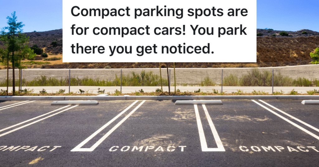 row of compact parking spots in a parking lot
