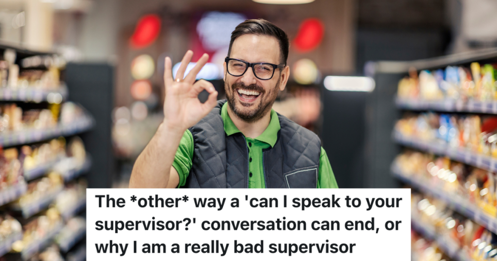 smiling retail worker making the ok hand gesture