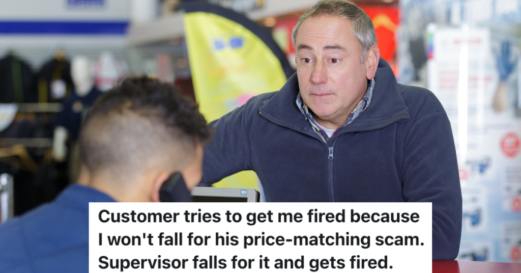 angry customer talking to retail store employee