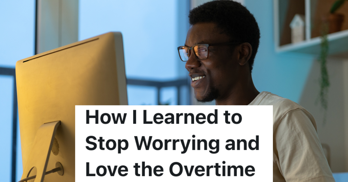 Employee Was Given Unlimited Overtime To Create A Presentation For An Important Client, And He Absolutely Nailed The Assignment smiling man looking at a computer monitor