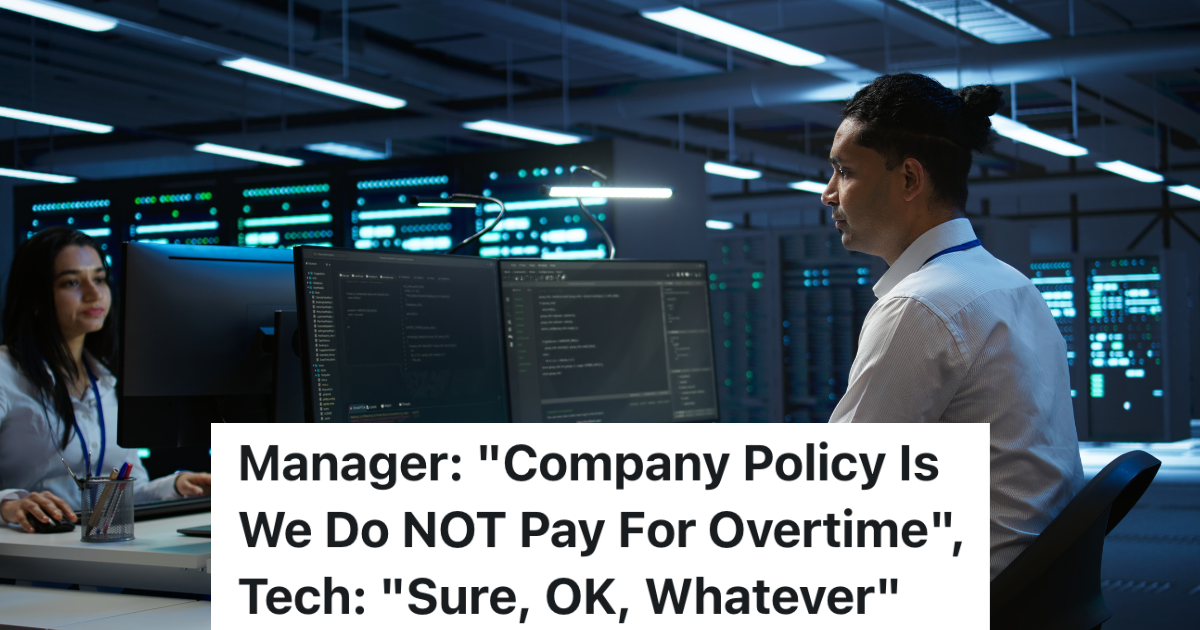 tech support workers looking at computer monitors in a server room