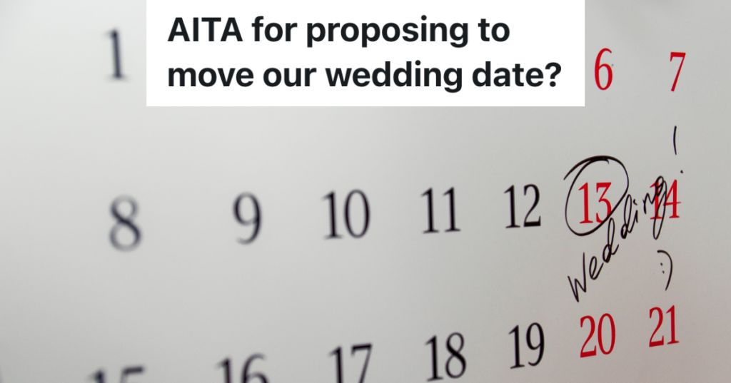 calendar with a number circled and the handwritten word "wedding"