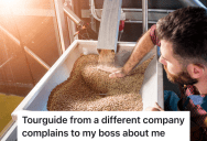 Brewery Employee Worked Overtime Fixing The Mill, But A Tour Guide From A Different Company Yelled At Him To Stop So She Can Do Her Job