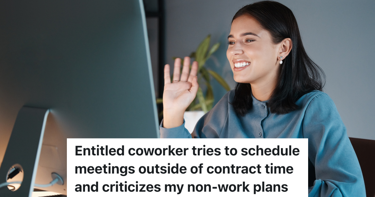 businesswoman waving at computer monitor for online meeting