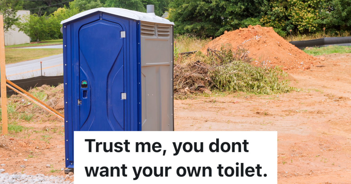 portable toilet on a construction site