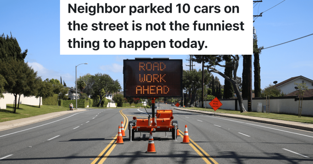 sign in the middle of the road that reads 