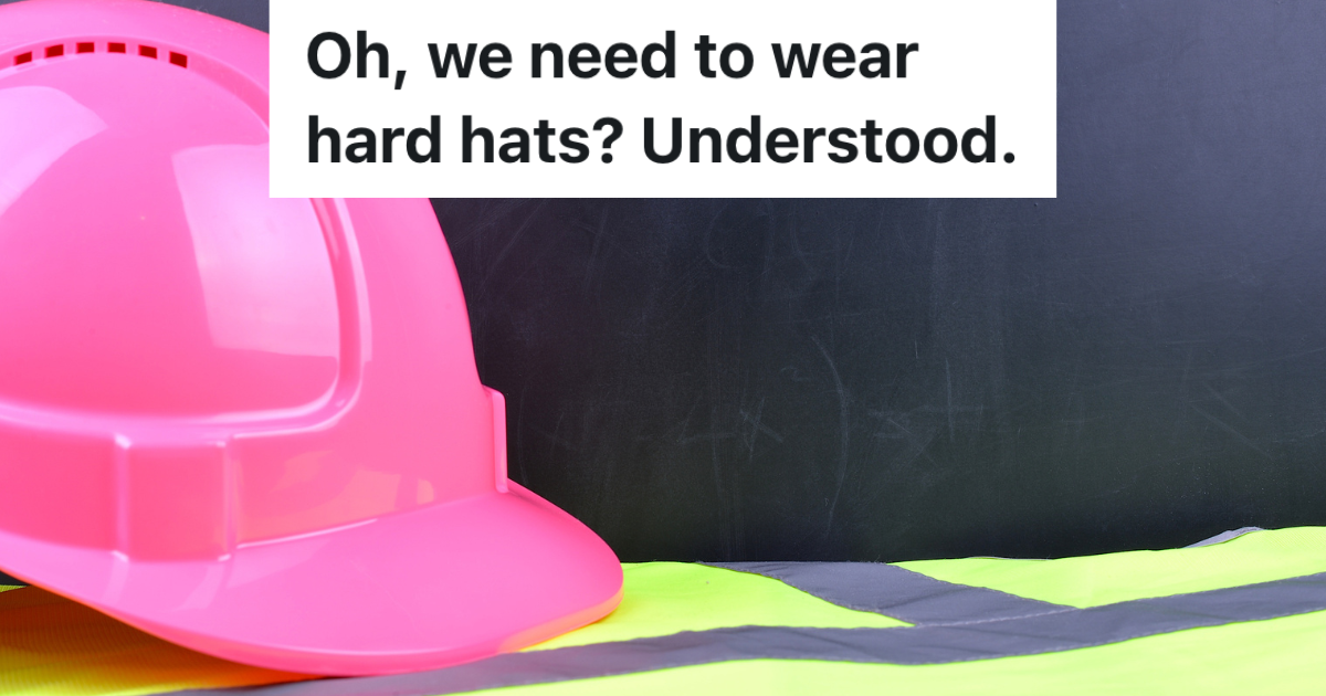 pink hard hat and construction safety vest