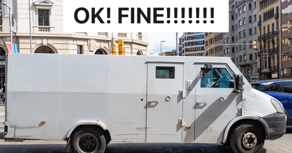 Money transport safety armored truck