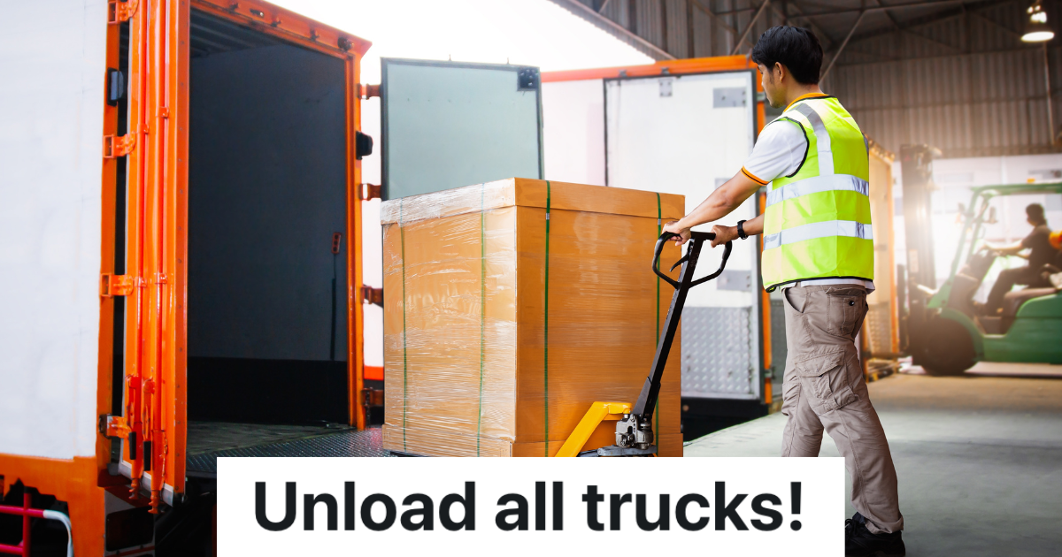 man unloading a heavy box from a truck