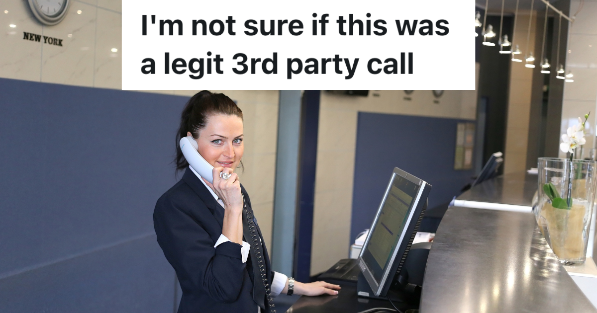 hotel front desk employee talking on the phone