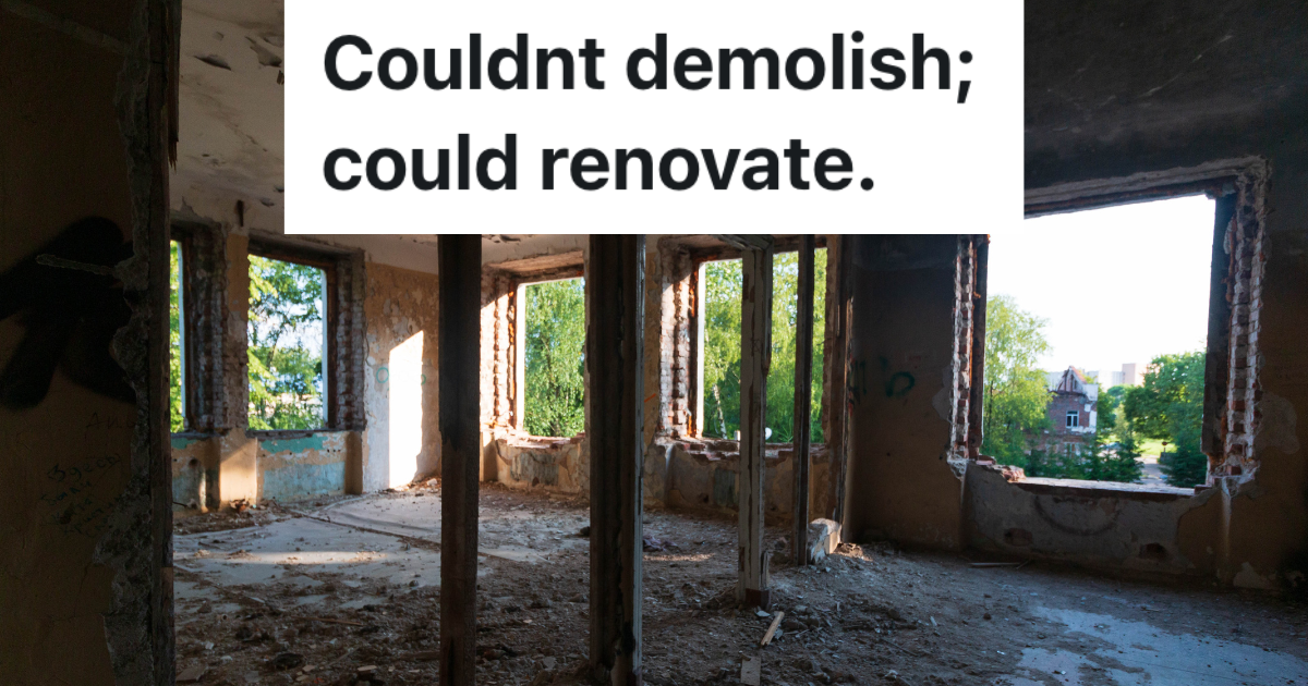 interior of building with walls and windows removed