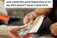 Rude Customer Assumes Another Is A Supervisor Because Of Their Silly Shirt, And It Takes Her Longer Than It Should To Realize Her Mistake