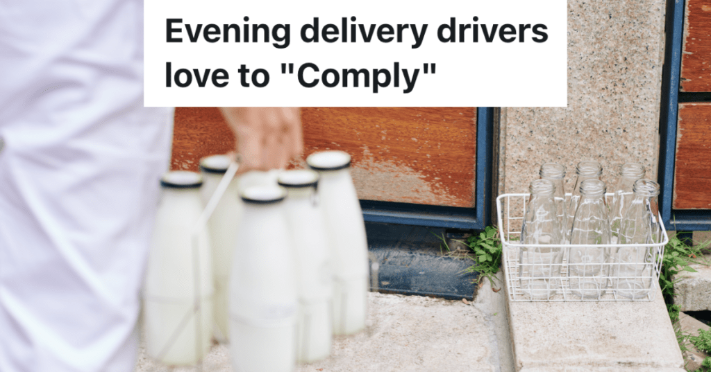 closeup of milkman delivering milk