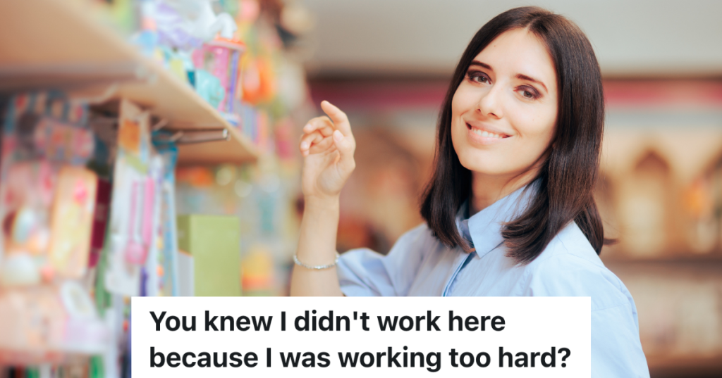 worker arranging toys on store shelves