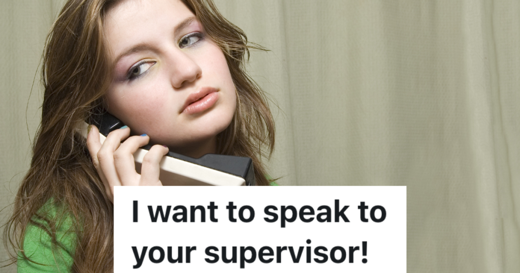 teen girl holding landline phone