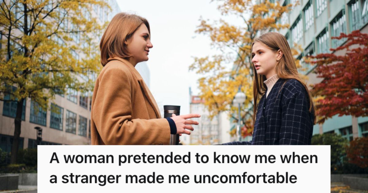 Two women talking outdoors