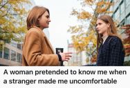 Woman Was Walking Home Alone And A Strange Man Was Following Her Too Closely, So Another Woman Across The Street Intervened To Keep Her Safe