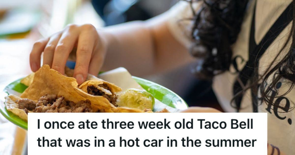 Woman eating taco on a plate