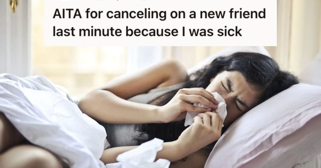 Sick woman lying on bed