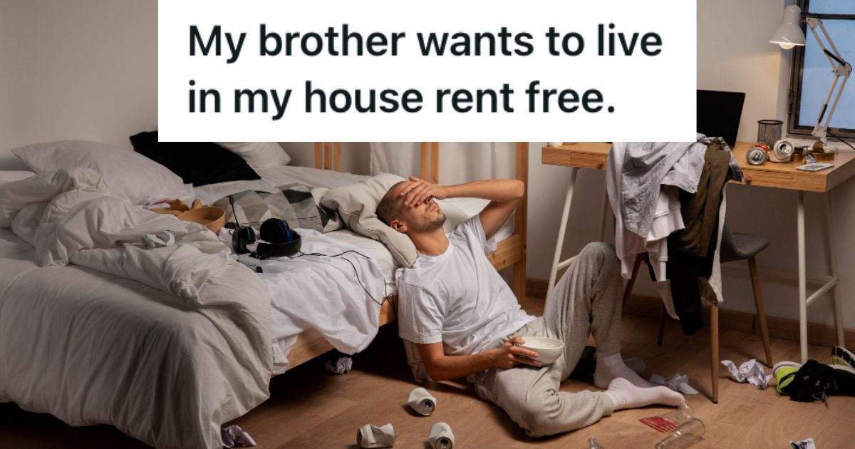 Homeowner Refused To Let Her Jobless Brother Move Into Her House For Free, So He Tried Turning The Entire Family Against Her Man sitting on the floor of his untidy room