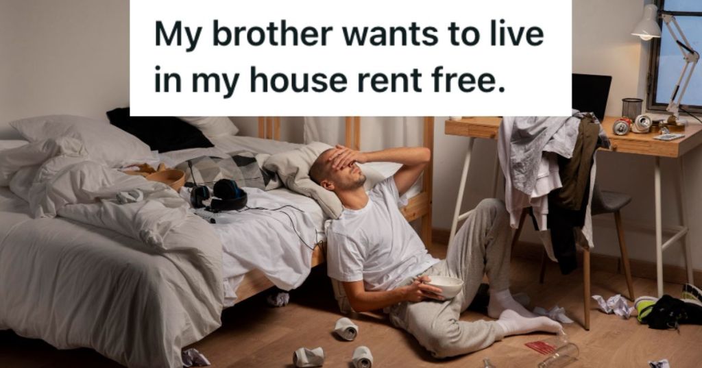 Man sitting on the floor of his untidy room