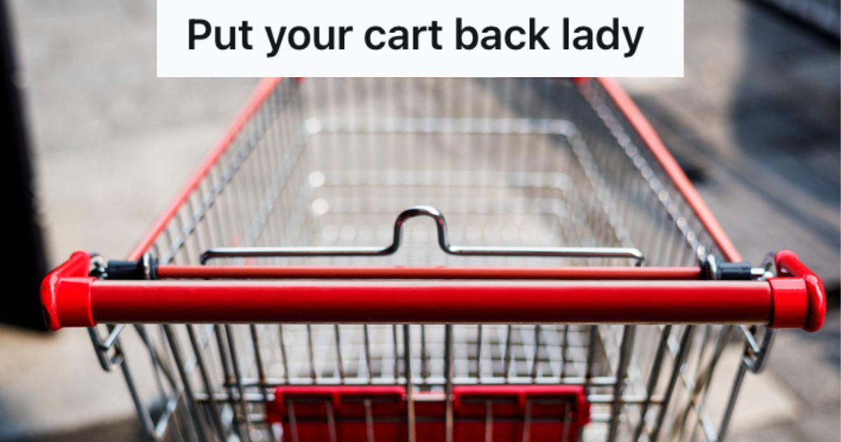 An empty shopping cart at the parking lot