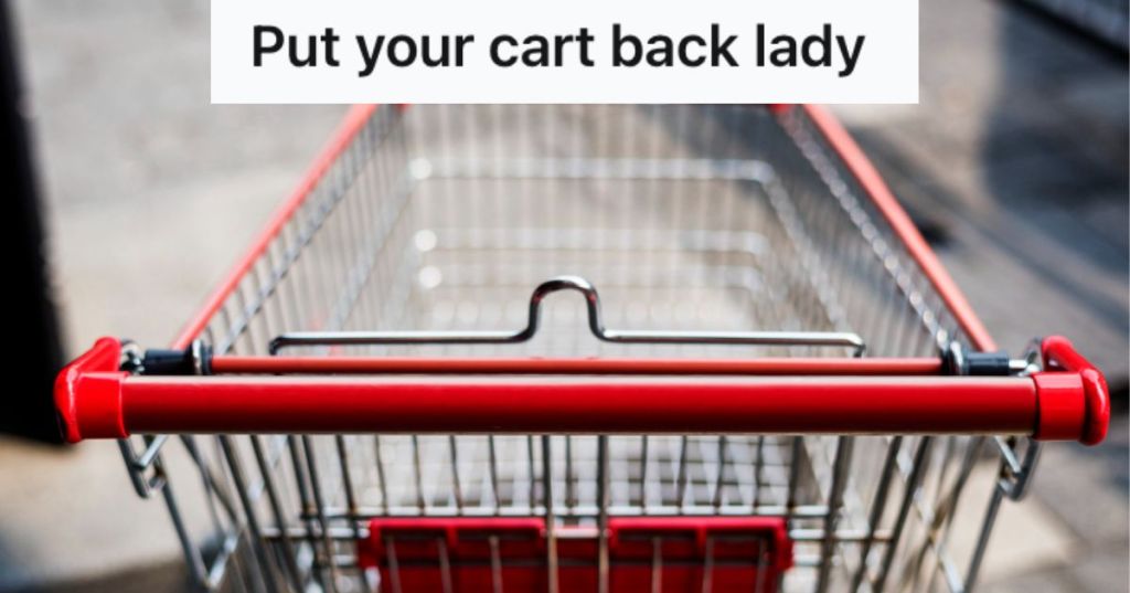 An empty shopping cart on the parking lot