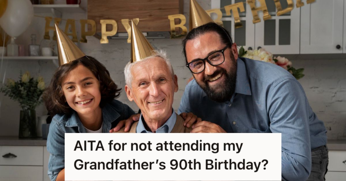 Grandfather celebrating his birthday with family