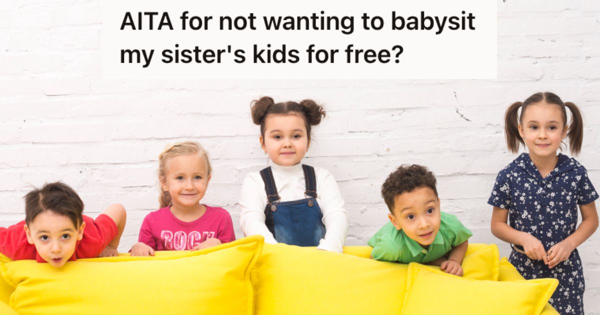 Woman Refused To Babysit Her Sister’s Kids For Free Because Of Financial Challenges, So Now She’s Being Called Selfish And Inconsiderate To Family Kids standing behind the couch