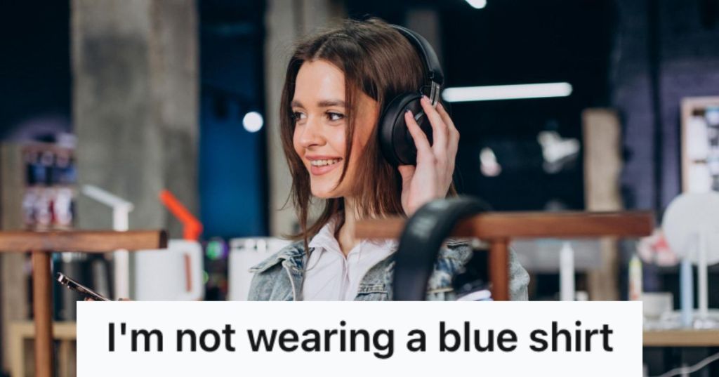 Woman shopping for headphones in an electronics store