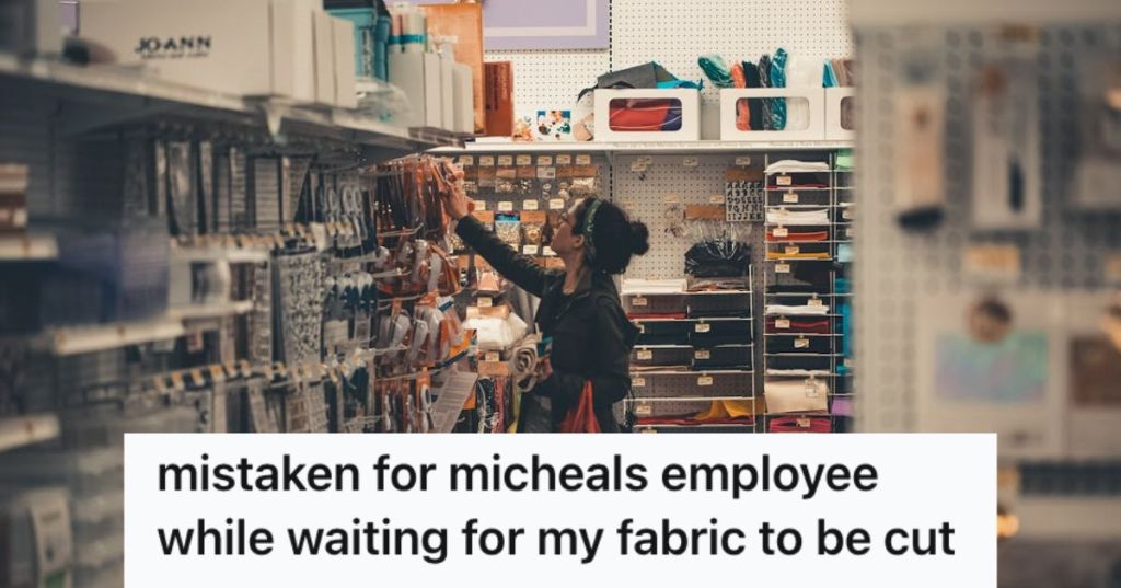 Woman shopping at a fabric store