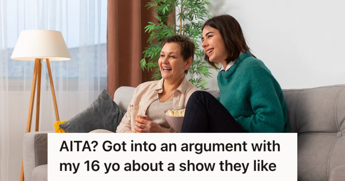 Older woman and teenager enjoying some TV with popcorn and drinks