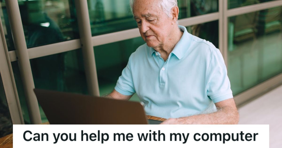 Old man using his laptop