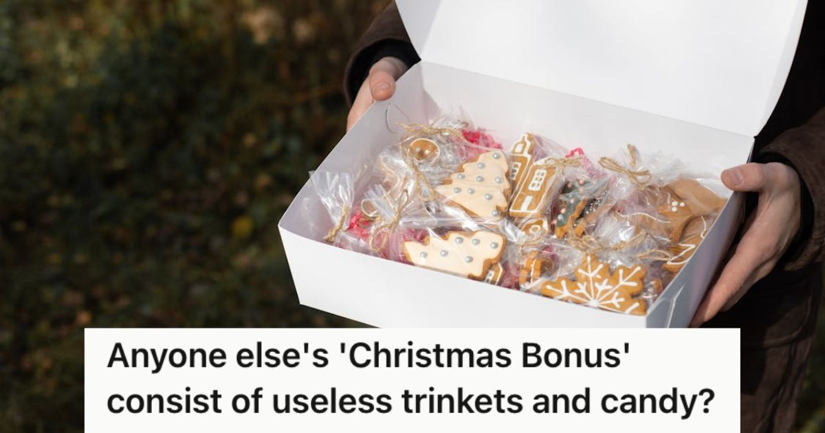 Person holding a box of holiday cookies