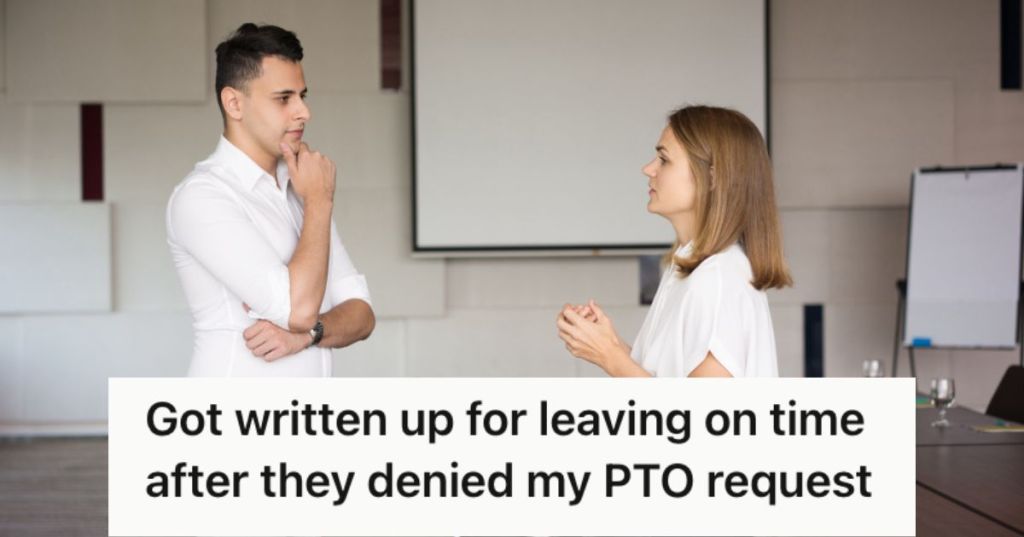 Boss and employee talking in a meeting room