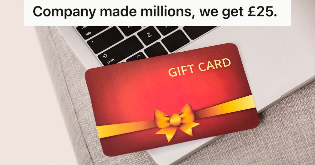 A gift card on a laptop keyboard
