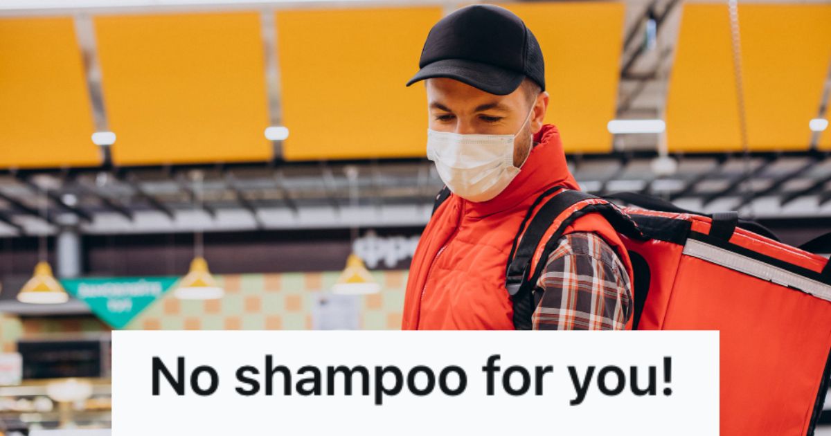 Male courier shopping at a grocery store