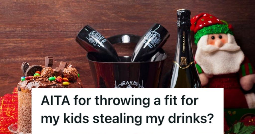 Wine bottles and cake for Christmas