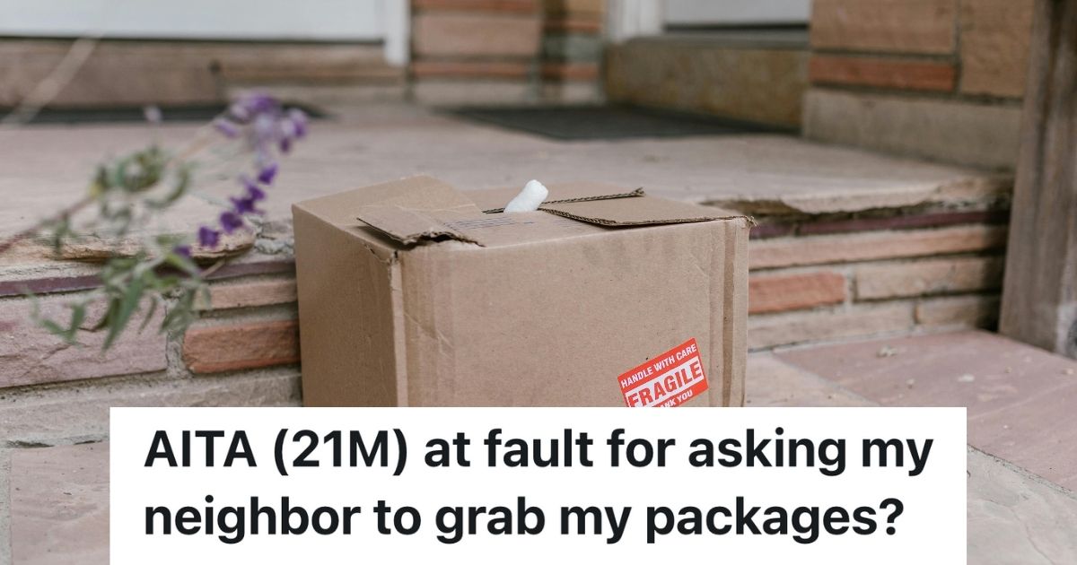 A beat up package marked "Fragile" at a door