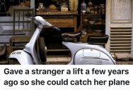 E-Scooter Rider Meets Someone Who Needs To Catch Her Flight And Save Her Holiday, So They Let Her Hitch On Their Bike And Took Her There