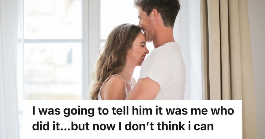 Man and woman hugging by a window