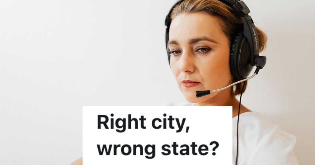 Woman wearing headset and looking annoyed