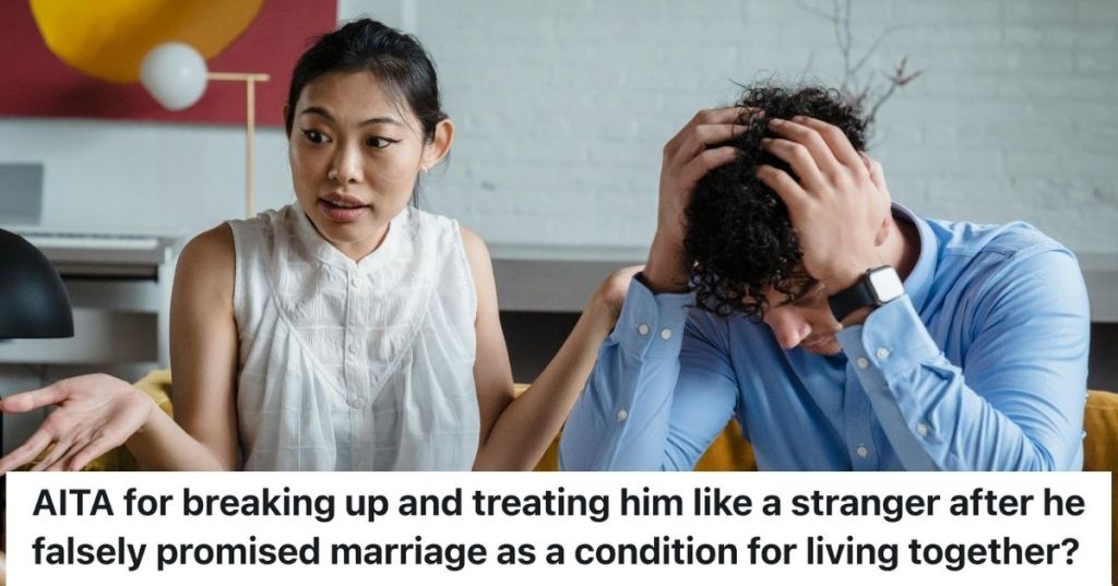 Woman talking intensely with man who has his head in his hands