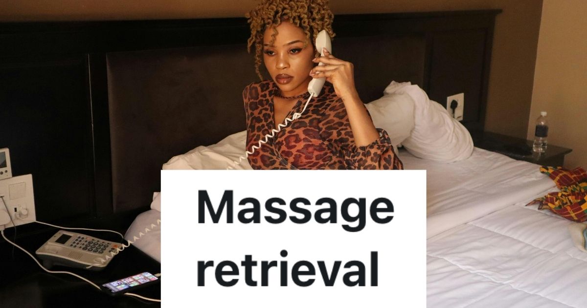 Woman on hotel landline phone