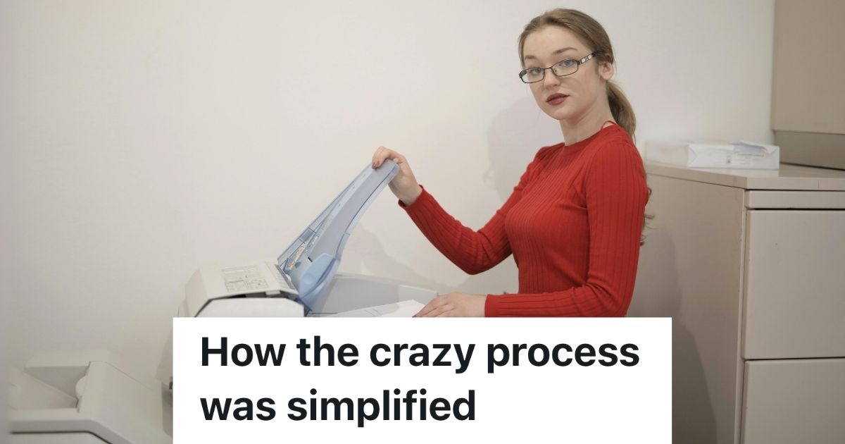 Woman using office printer