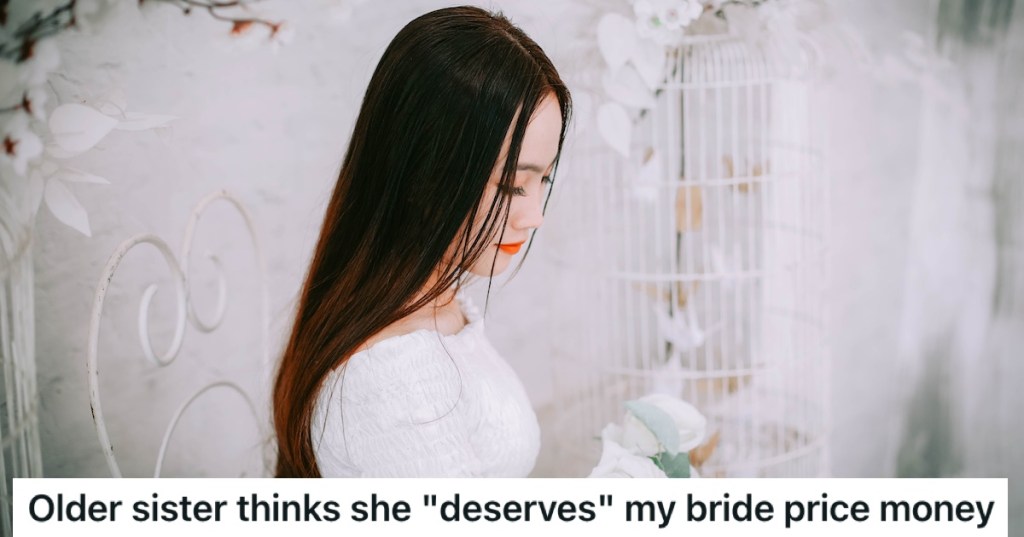 A bride holding flowers