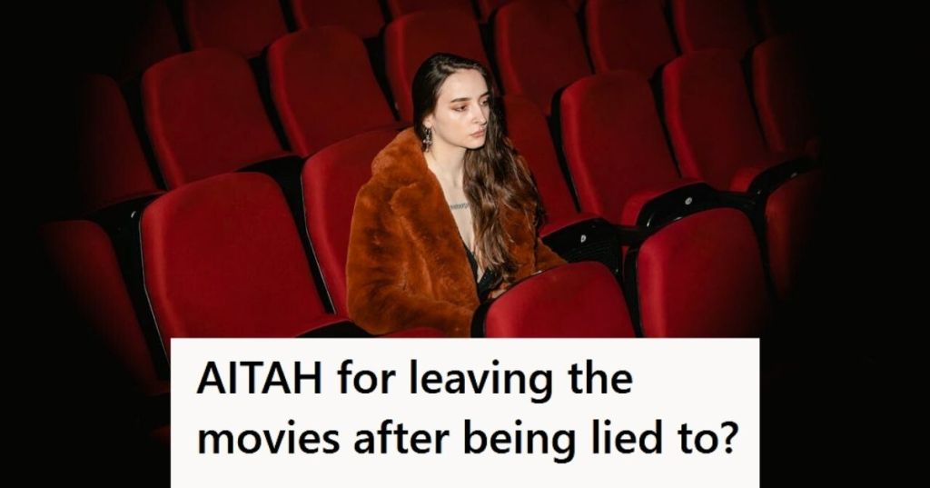 Woman alone in movie theater